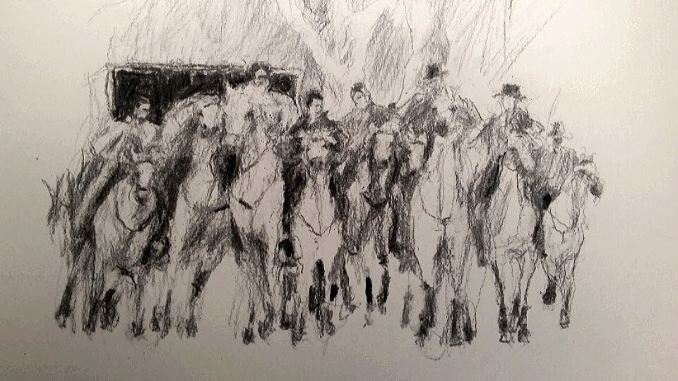 Tekening Kunstenaar Jasper van Deutekom 2015 Paarden