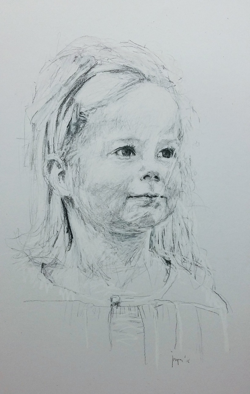 Tekening Kunstenaar Jasper van Deutekom 2016 Portret in opdrachr Meisje